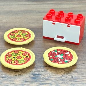 LEGO Duplo Pizza Oven Yellow Pizza Pie SET 3 Food House Store Restaurant Toy EUC
